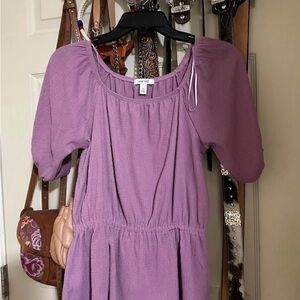 Nine West Mauve Gathered Waist Puff Sleeve Dress